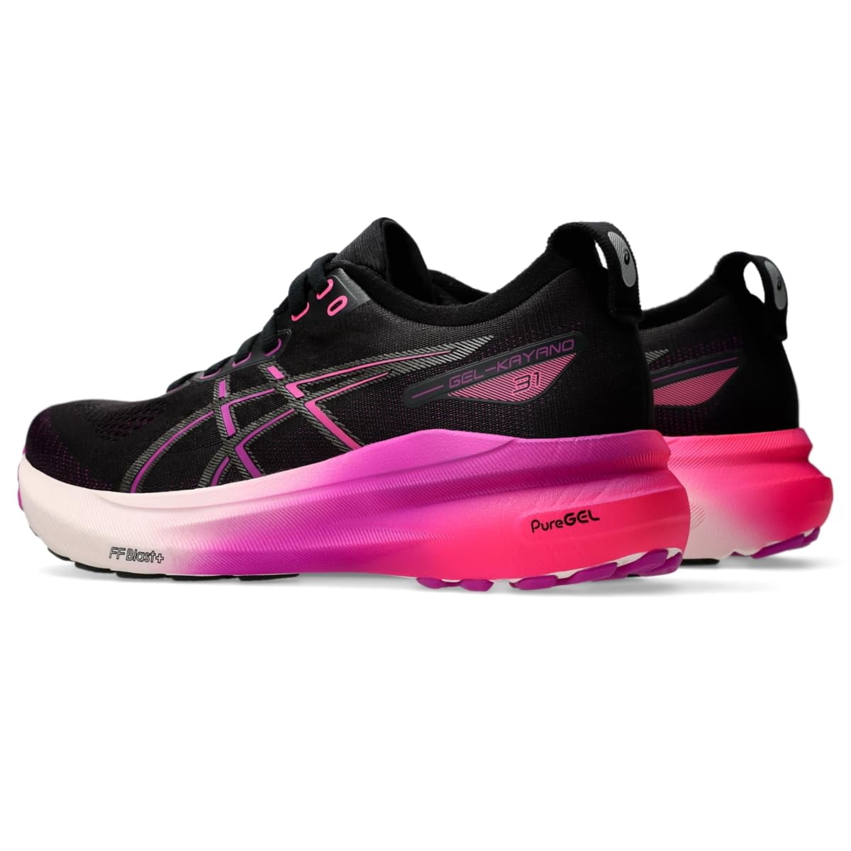 ASICS Women's Gel-Kayano 31 Running Shoes, Black/Bold Magenta, US 6 Medium