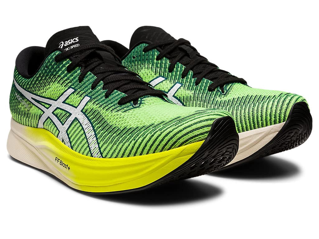 ASICS Men's Magic Speed 2 Running Shoes, Size 12.5 US ( Standard )- Safety Yellow/White